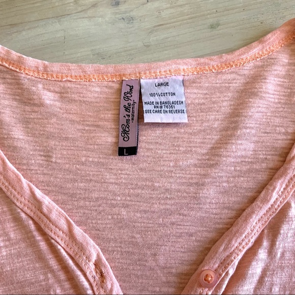 Mom’s the Word, Peach Henley Maternity Top - Picture 4 of 5